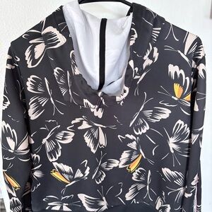 Adidas Originals Black Butterfly-Print Hoodie with Cream & Yellow Accents